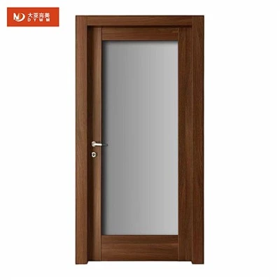 Puerta de vidrio con marco de madera para baño